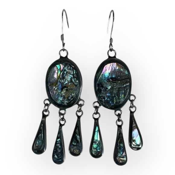 Vintage Abalone Chandelier Earrings - Picture 2 of 5